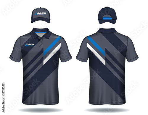 Set of uniform template, polo shirts and caps.	
