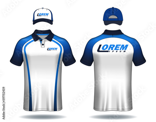 Set of uniform template, polo shirts and caps.	