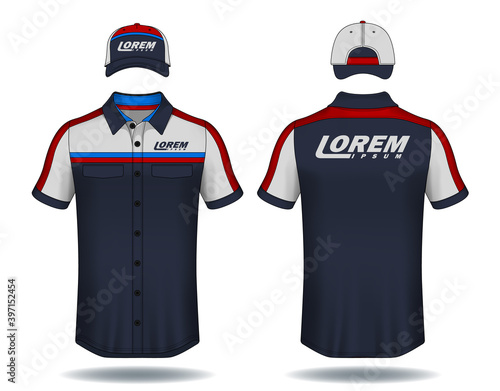 Set of uniform template, polo shirts and caps.	
