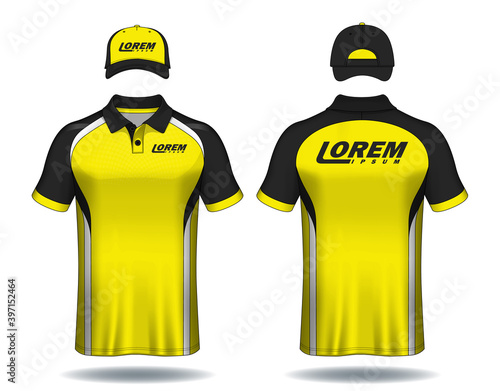 Set of uniform template, polo shirts and caps.	