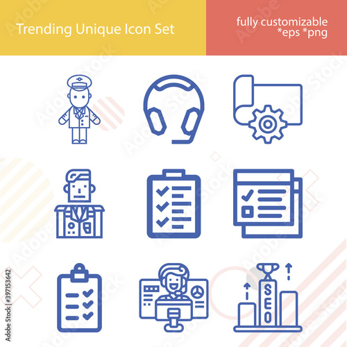Simple set of admiral related lineal icons.