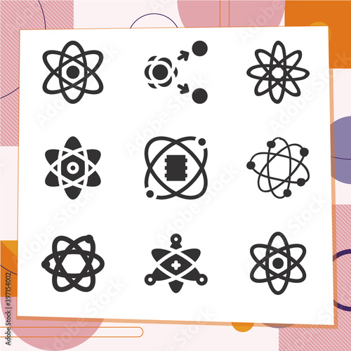 Simple set of 9 icons related to free radical