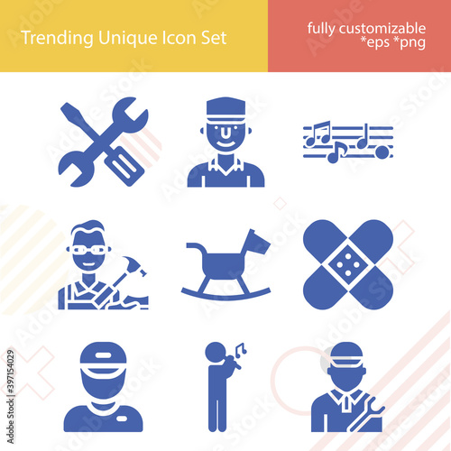 Simple set of drums related filled icons.