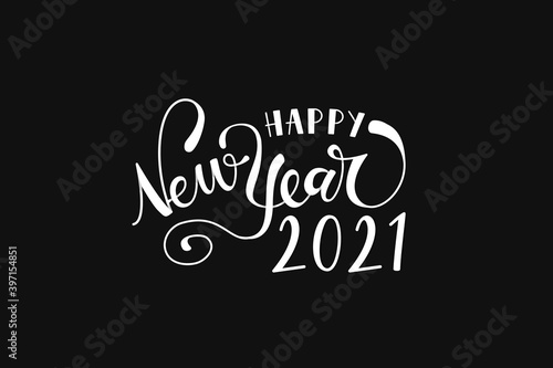 Happy New Year Background  New Year Typographical Creative Background 2021  . Greeting card design template.