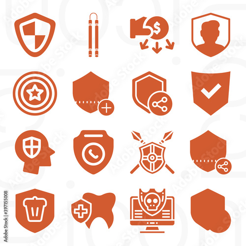 16 pack of defence mechanism  filled web icons set