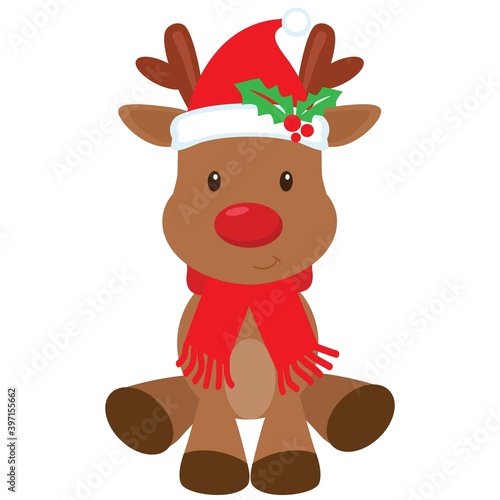 Funny Christmas reindeer vector cartoon illustration