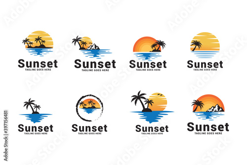 Sunset logo icon vector template.