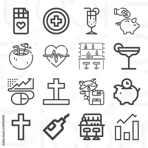 16 pack of forbid  lineal web icons set
