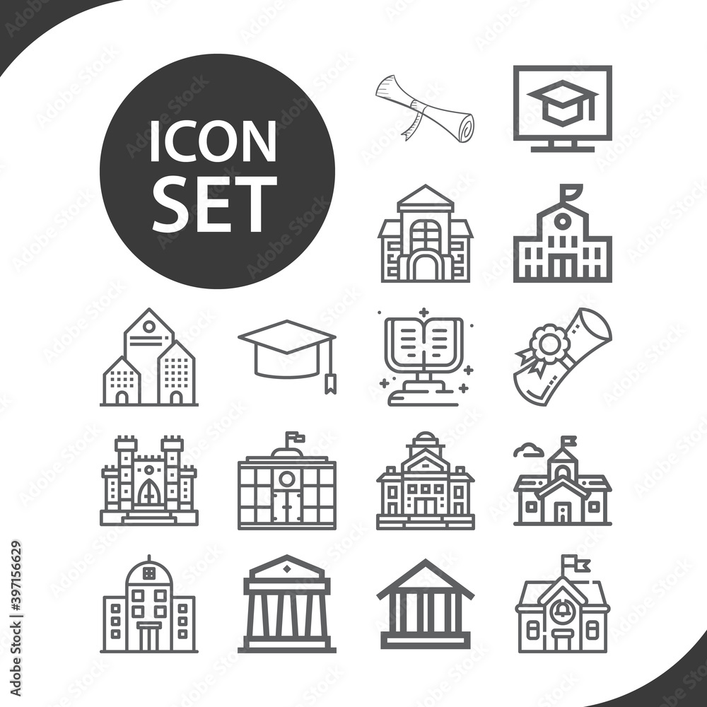 Simple set of stanford related lineal icons.