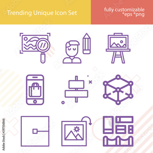 Simple set of sculpture related lineal icons. © Nana