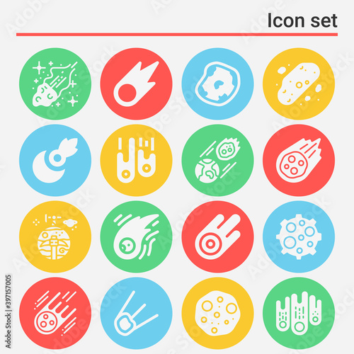 16 pack of meteor  filled web icons set