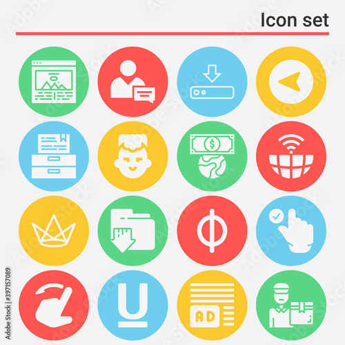 16 pack of app filled web icons set