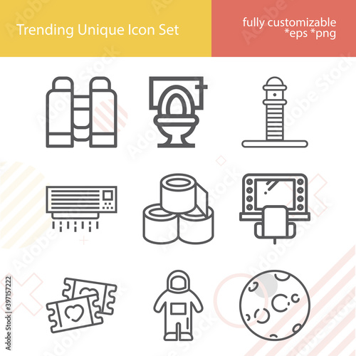 Simple set of seat related lineal icons.