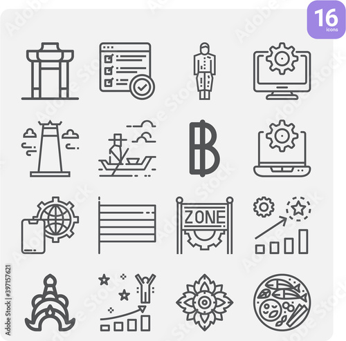 Simple set of nepal related lineal icons.