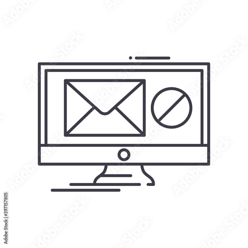 No spam concept icon, linear isolated illustration, thin line vector, web design sign, outline concept symbol with editable stroke on white background.