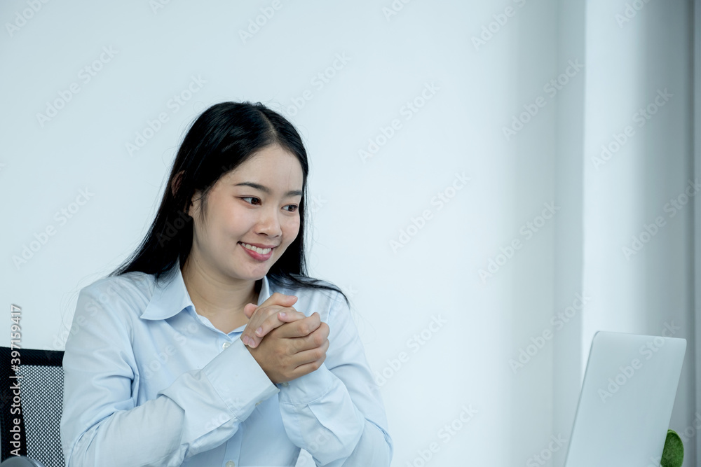 Young Asian businesswoman virtual video conference meeting concept work at home due to social distancing Young Asian businesswoman virtual video conference meeting concept work at home due to social distancing
