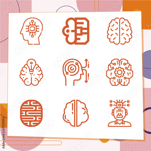 Simple set of 9 icons related to hind
