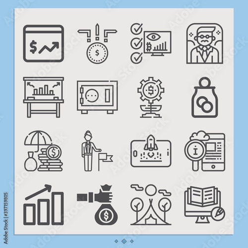 Simple set of ventures related lineal icons.