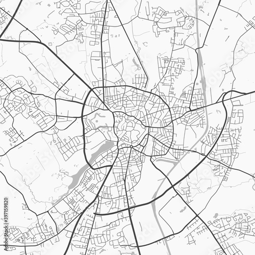Urban city map of Munster. Vector poster. Grayscale street map.