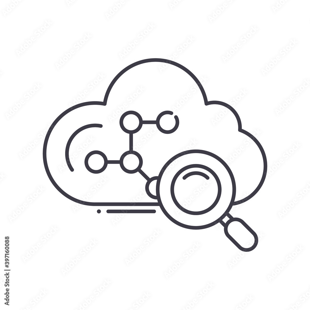 Network analysis icon, linear isolated illustration, thin line vector, web design sign, outline concept symbol with editable stroke on white background.