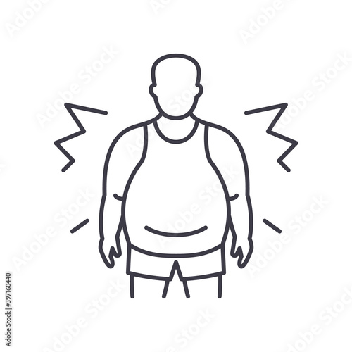 Obesity icon, linear isolated illustration, thin line vector, web design sign, outline concept symbol with editable stroke on white background.