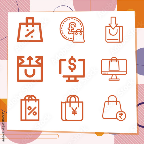 Simple set of 9 icons related to census bureau