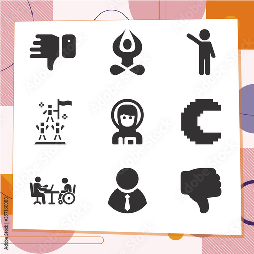 Simple set of 9 icons related to one