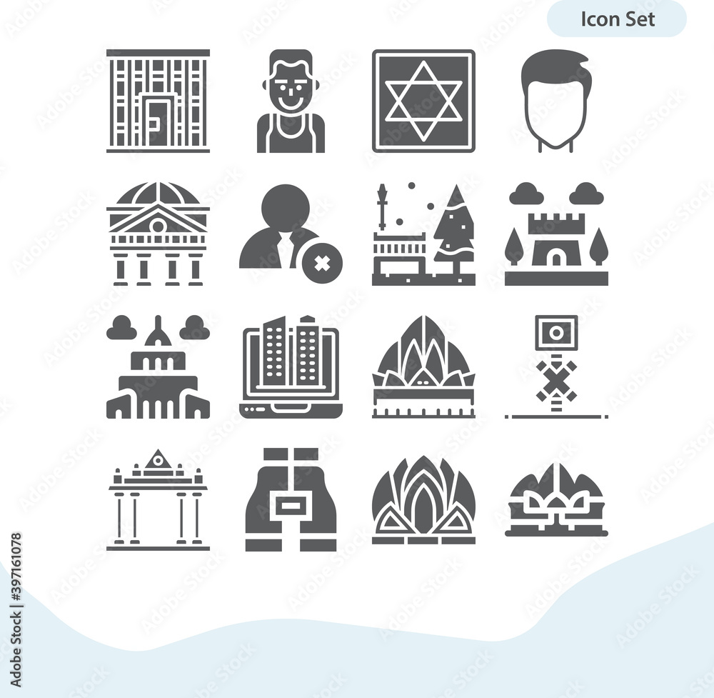 Simple set of temple related filled icons.