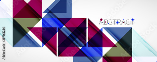 Geometric abstract background. Techno color triangle shapes. Vector illustration for covers, banners, flyers and posters and other designs