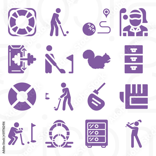 16 pack of courses  filled web icons set