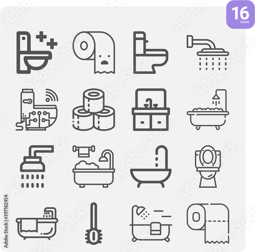 Simple set of comfort station related lineal icons.