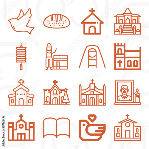 16 pack of holy  lineal web icons set