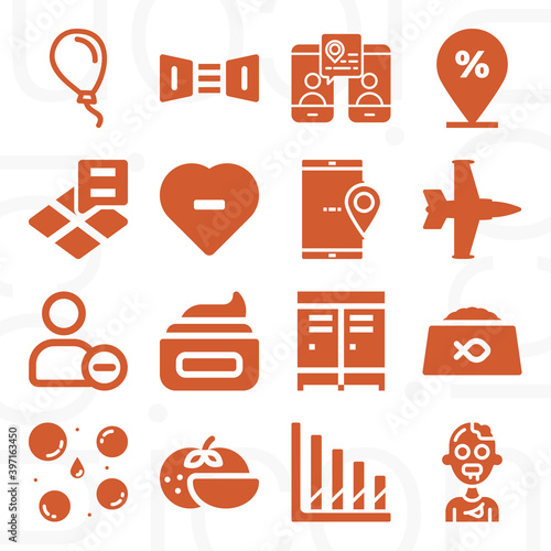 16 pack of colorful  filled web icons set