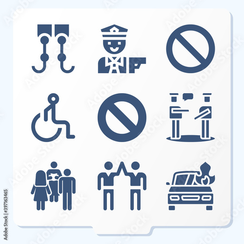 Simple set of 9 icons related to injured