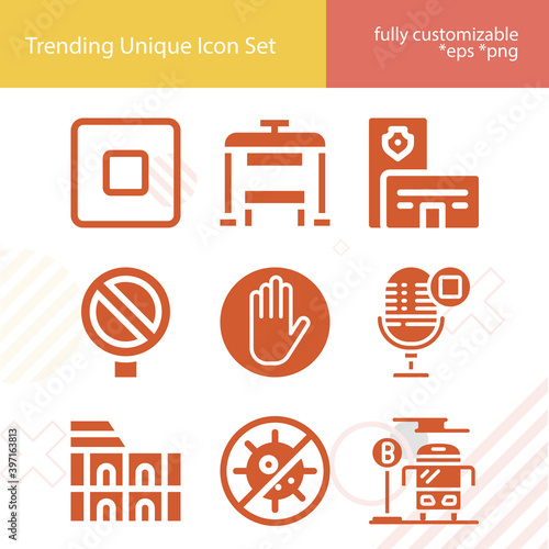 Simple set of forbidden related filled icons.