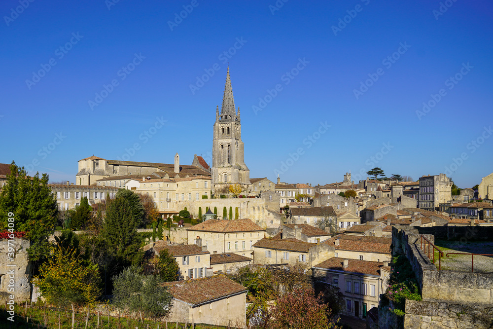 Saint Emilion panoramic view wine village near Bordeaux France UNESCO World Heritage Site