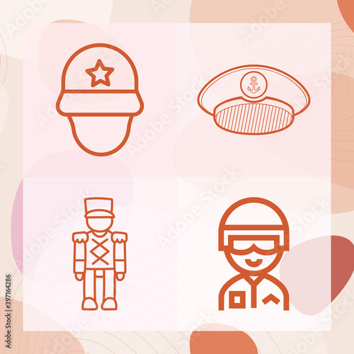 Simple set of military man related lineal icons