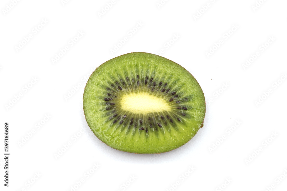 Closeup of sliced kiwi on white background Closeup of sliced kiwi on white background