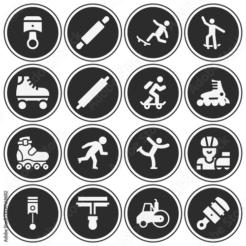 16 pack of mechanical device  filled web icons set
