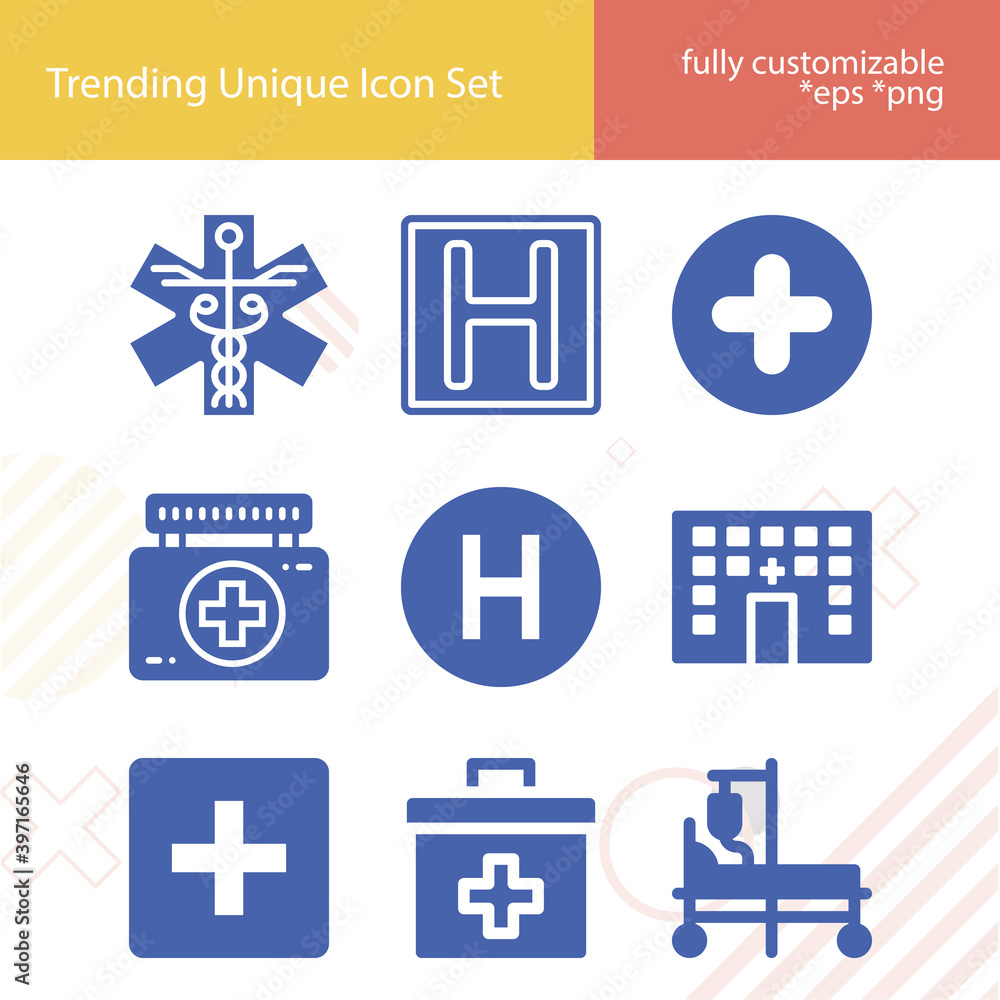 Obraz premium Simple set of asylum related filled icons.
