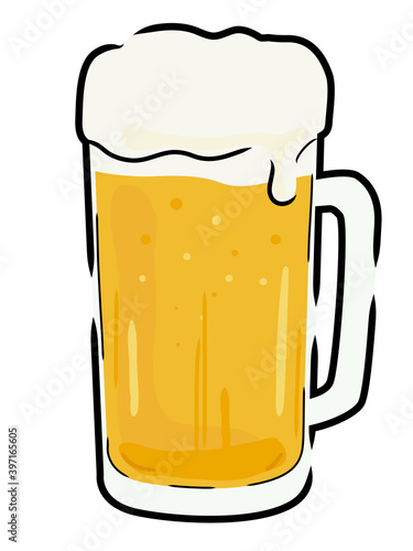 生ビール　ジョッキ　手描きタッチ