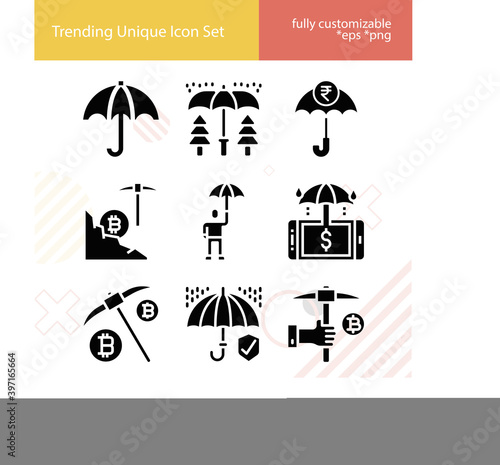 Simple set of defensive measure related filled icons.