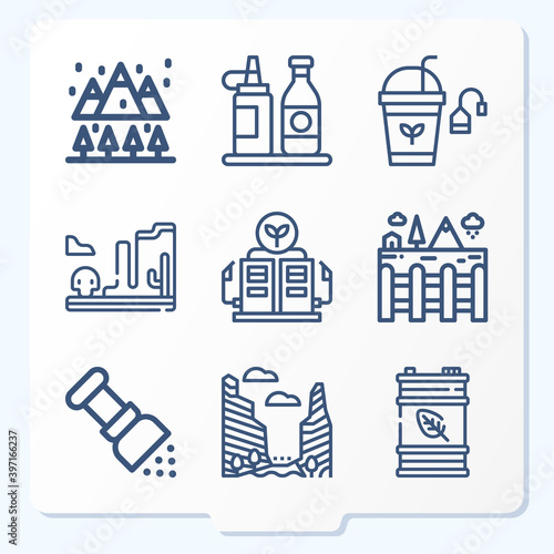 Simple set of 9 icons related to utah