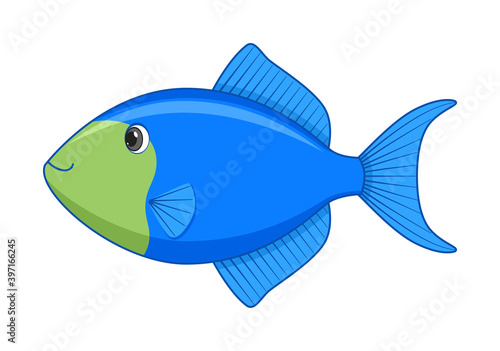 Blue triggerfish fish on a white background © Genestro