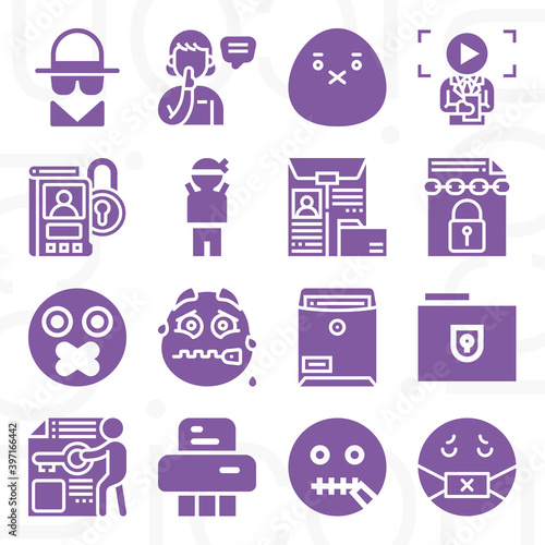 16 pack of classified  filled web icons set