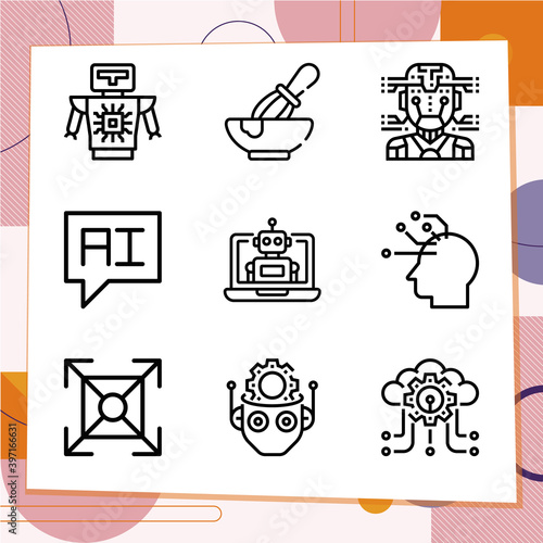 Simple set of 9 icons related to affected