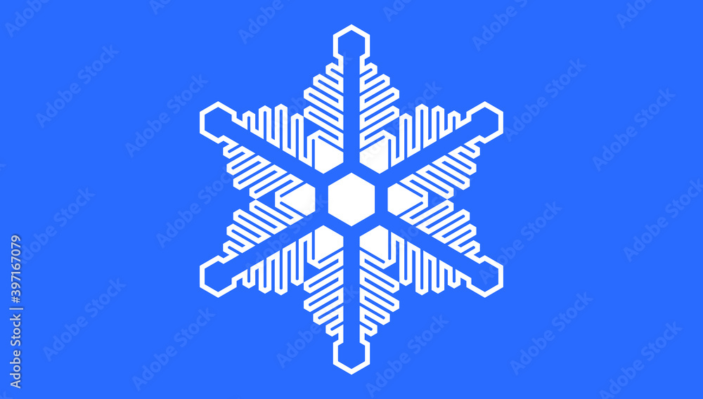 Fototapeta premium Beautiful snowflake isolated on light blue background. Vector illustration.