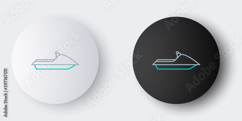 Line Jet ski icon isolated on grey background. Water scooter. Extreme sport. Colorful outline concept. Vector.