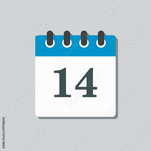 Icon calendar page day, template calendar date 14