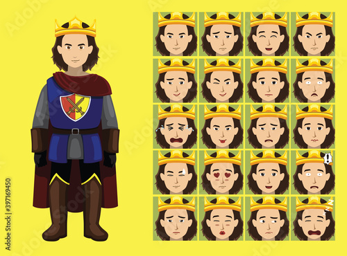 Manga Style King Man Cartoon Character Emotions